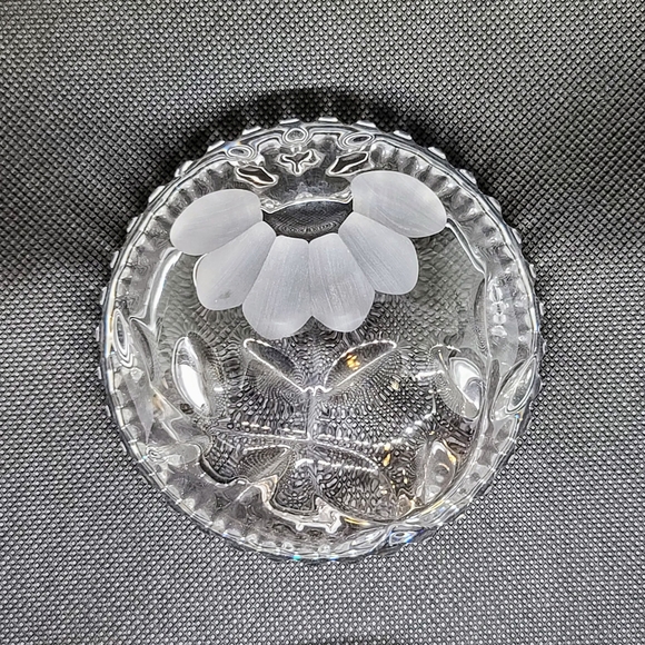 Vintage Princess House Lead Crystal 2 Pc Ring Dish in Heritage Floral Pattern - Picture 4 of 7